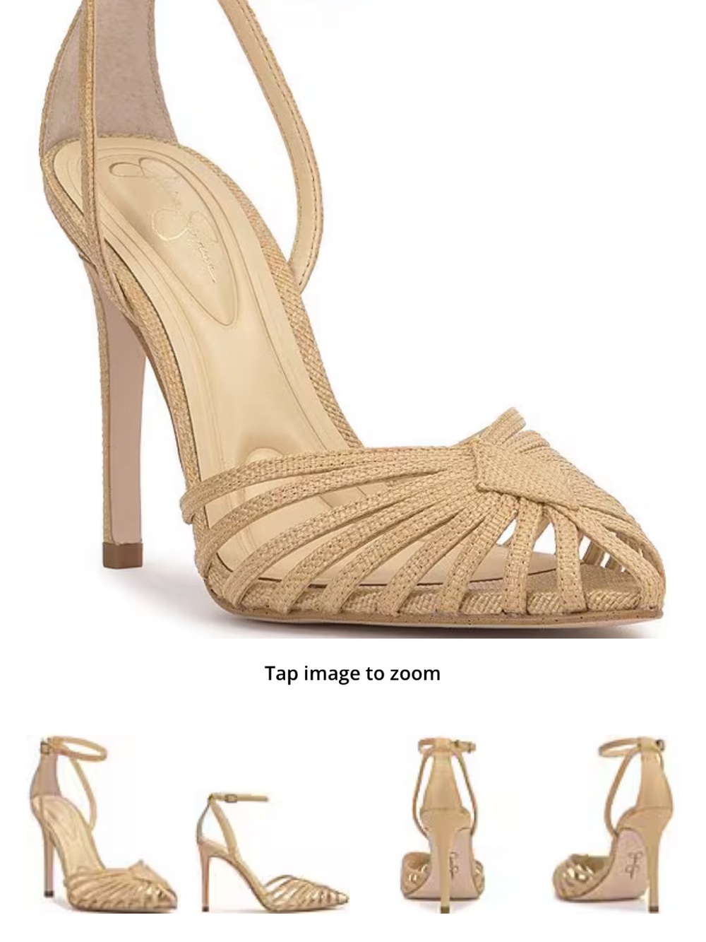 Jessica Simpson Paveri Raffia Strappy Caged Ankle Strap Pumps